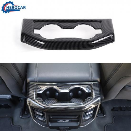 Carbon Fiber Rear Cup Holder Panel Trim Decor For 19+ Dodge Ram 1500 Accessories