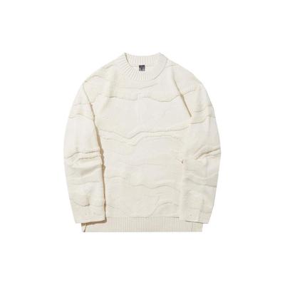 Li Ning X Jackie Chan Kung Fu Series Solid Color Crew Neck Pullover Sweater Men Sweater Paper-White AMBT125-1