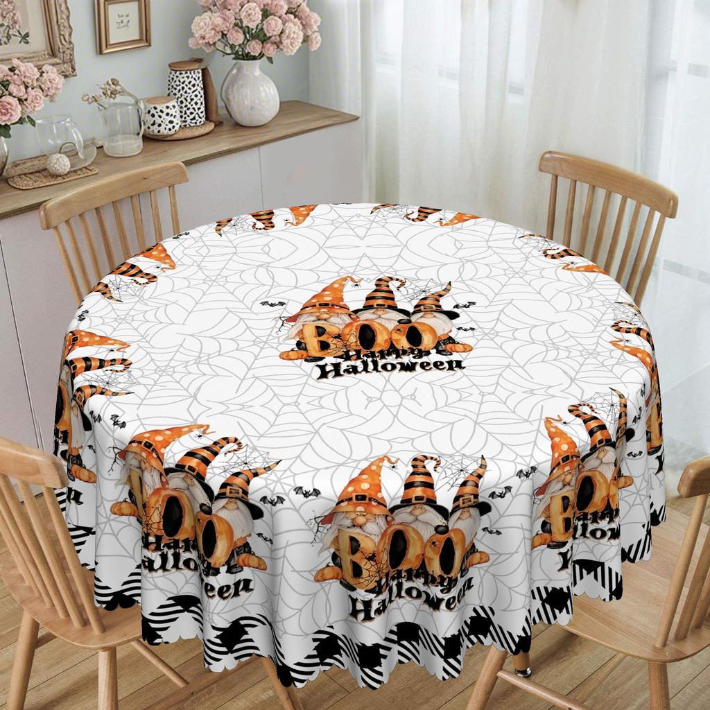 Halloween Dwarf Polyester Tablecloth Spider Web Pattern, Washable, Suitable For Home And Restaurant Decoration