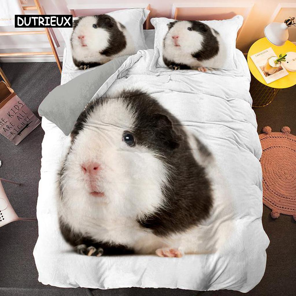 Marsvin Sengesett Søt Mus 3D Dynetrekk Dyredynetrekk for barn Gutter Jenter Tenåringer Mykt Twin polyester dynetrekk