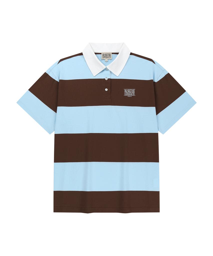 Malittepeulangsowajeobeo Small Classic Logo Rugby Stripe Oversized Collar Tee Sky Blue