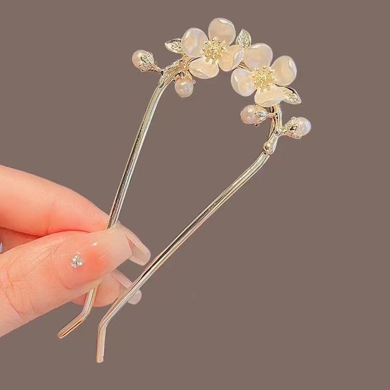Elegant Pearl U-shaped Hairpin for Women - New Chinese Style Updo Accessory 2025