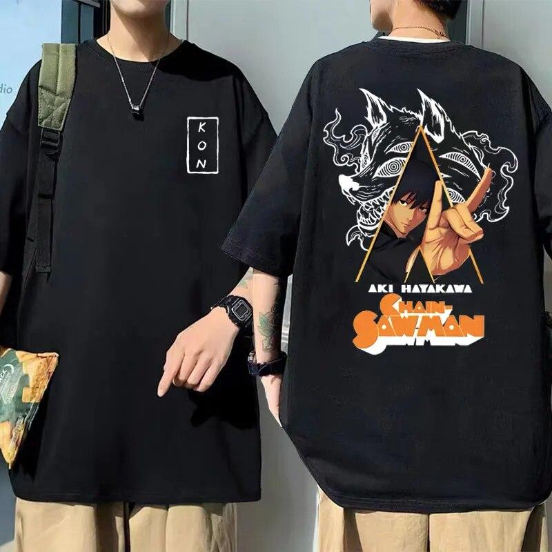 Tricou cu imprimeu Anime japonez Chainsaw unisex Hayakawa Aki Fox Devil Kon Tricou unisex din bumbac moale Tricou unisex femei Unisexga Streetwear