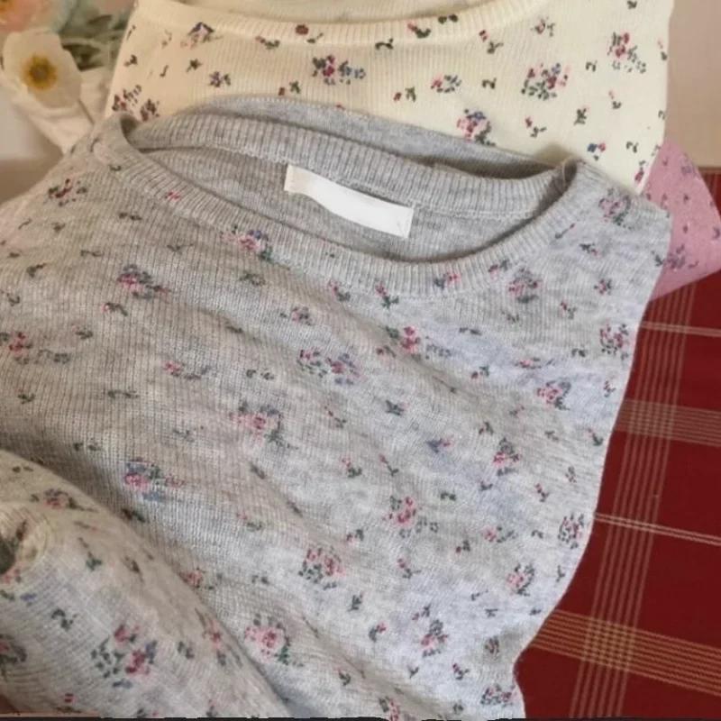 

Шикарный цветочный вязаный свитер - облегающий весенний топ для женщин Medium