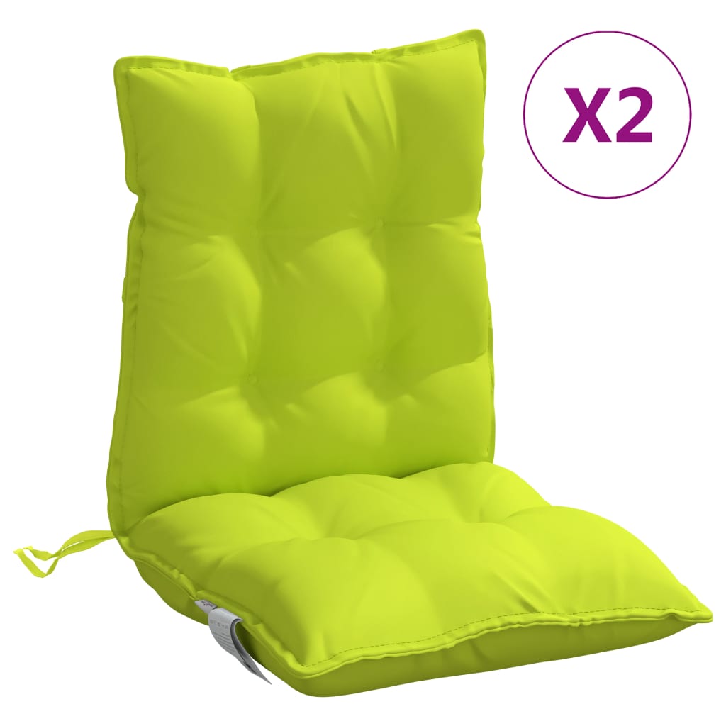 2 Piece Low Back Chair Cushions Neon Green Oxford Fabric