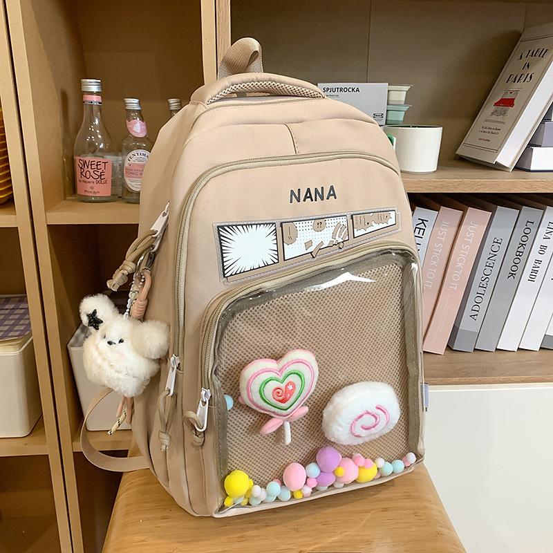 Schoolbag Light Pain Bag School Bag Large Capacity Backpack Ultra Light Girls Bag Pain Bag Junior High School Second Dimensional Girls Wind Backpack