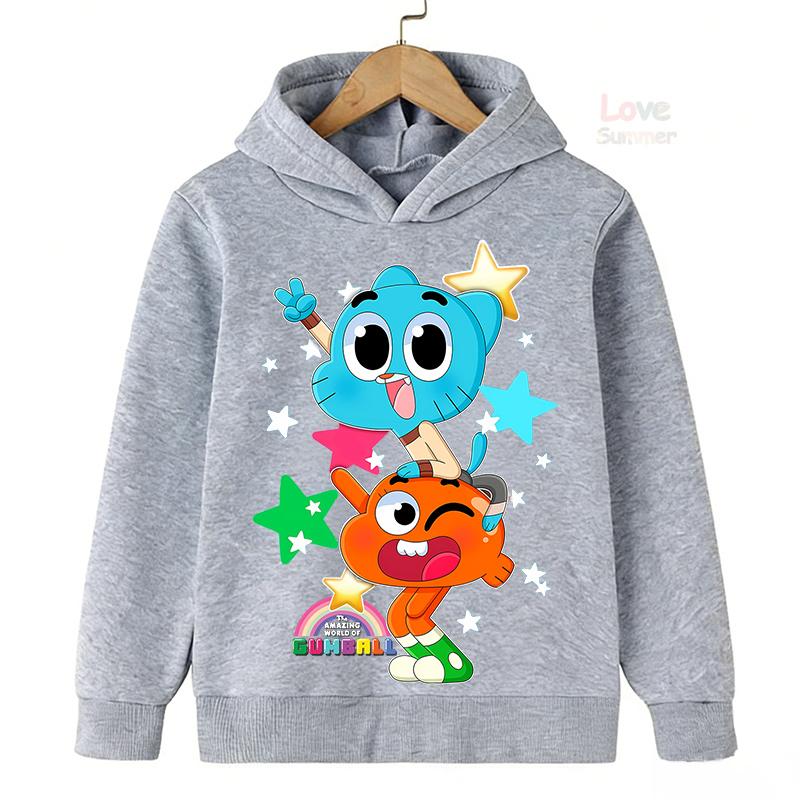 Podzimní Vtipné Dětské Mikiny The Amazing World Of Gumball Mikina s Kapucí Děti Kluci Dívky Grafická Ležérní Sportovní Mikina