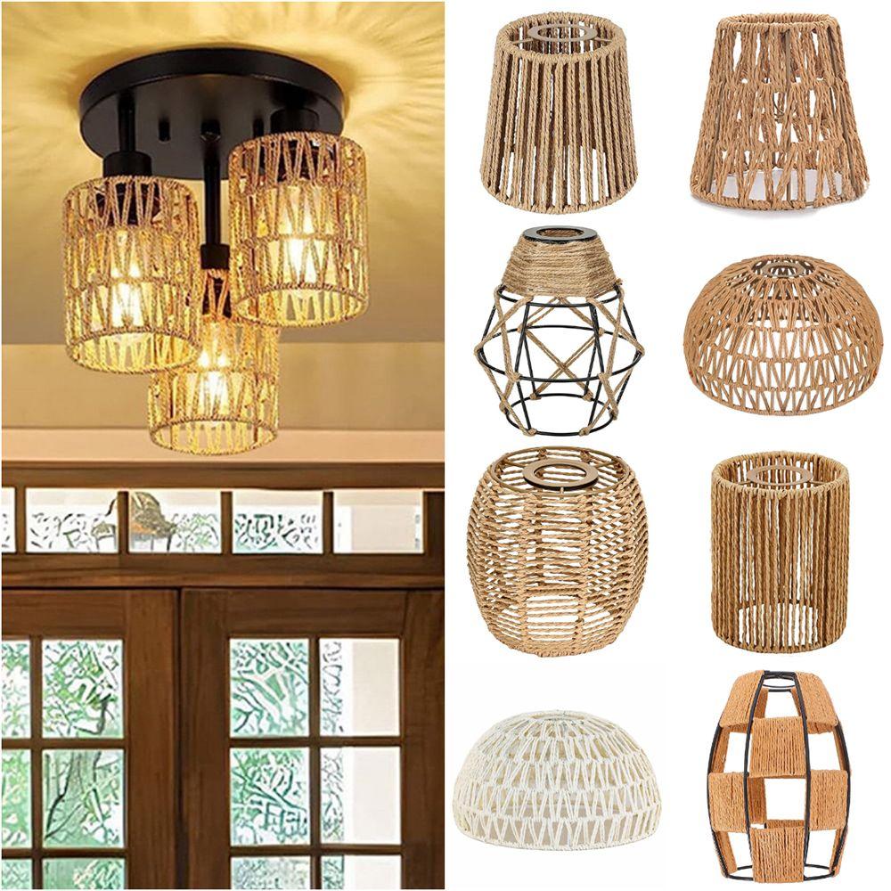 Hanging Woven Lampshade Vintage Style Hanging Light Lampshade  Interior Lighting Ornament