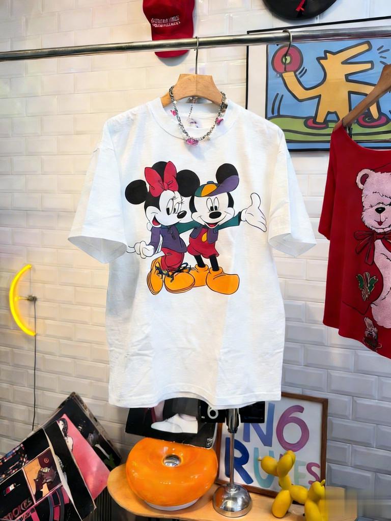 Disney Mickey Minnie Mouse Vintage T Shirt Women Man 2026 Summer Short Sleeve Cotton Tops Graphic Tee Casual Fashion Y2k Clothes