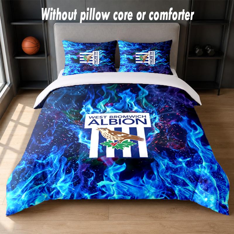West Bromwich Albion Football Design Set Biancheria da Letto 1 Copripiumino + 2 Federe Morbido Traspirante Biancheria da Letto per la Casa
