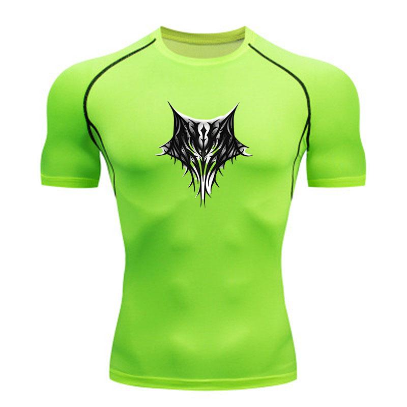 Men's Compression Athletic T-shirt, Dark Tribal Totem Print