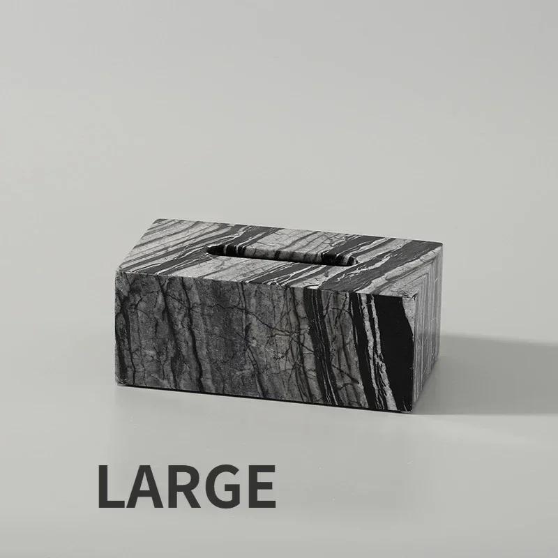 Nordic Natural Marble Tissue Box Square Rectangle Creative Black White Paper Drawer Paper Box Home Hotel Model Room Ornaments