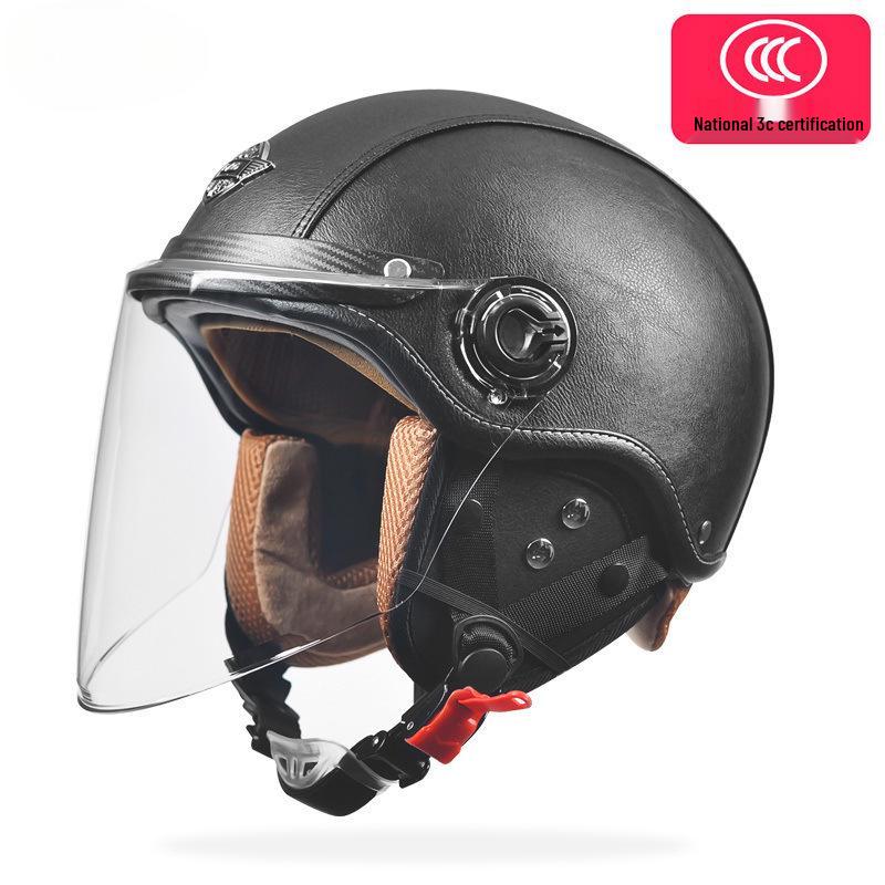 Men's & Women's Retro Electric Motorcycle Helmet - Universal Four-Season Half Helmet