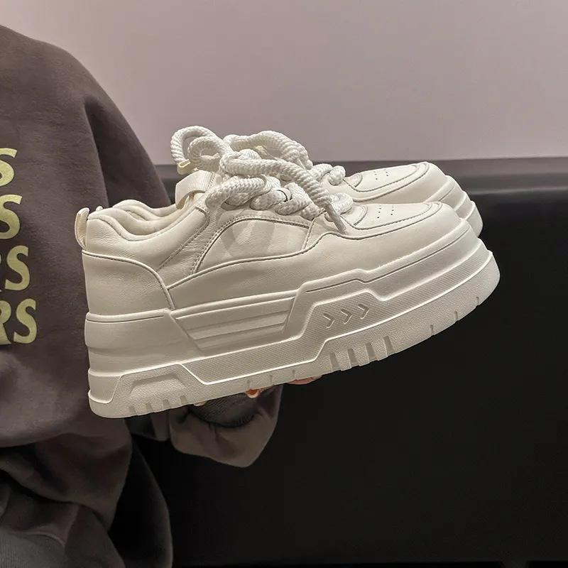 

Dexun shoes 2025 autumn and winter new leather color matching velvet non-slip casual sports shoes non-slip new Forrest Gump shoes women 40 off білий колір