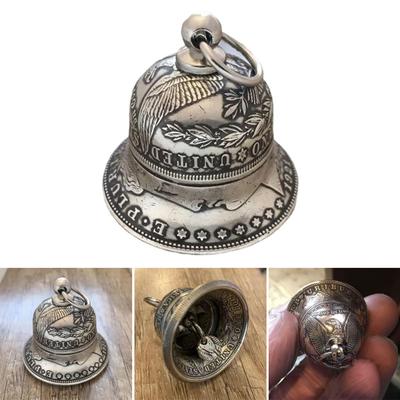 Campanello a Moneta Colore Argento Super Forte per Impieghi Gravosi Campana Vintage Metallo Campanello da Appendere Ornamento Festa Casa Vacanze Bar Caffè Decorazione
