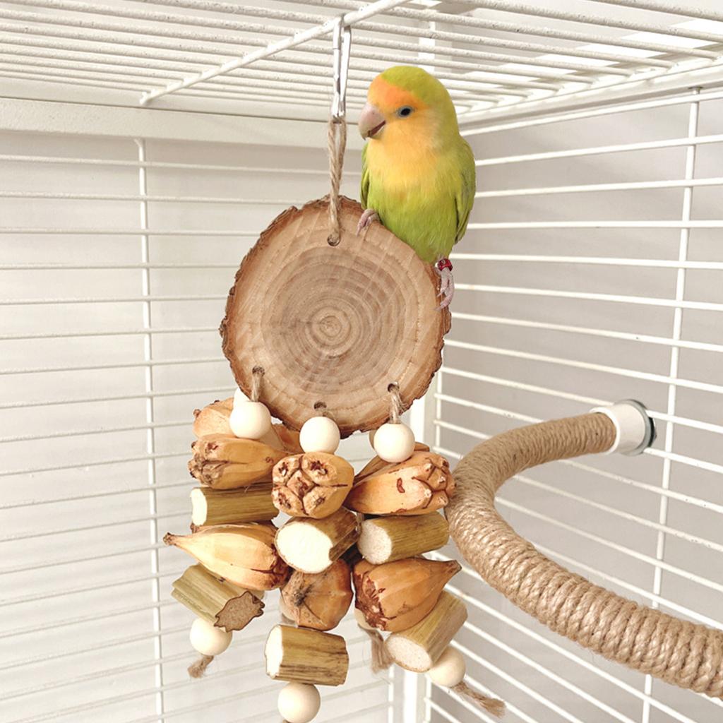 Hanging Bird Toy Wood Tearing Block Toy for Parrot Bird Cage Engaging Entertain Various Parrots Enrichment Hanging Toy