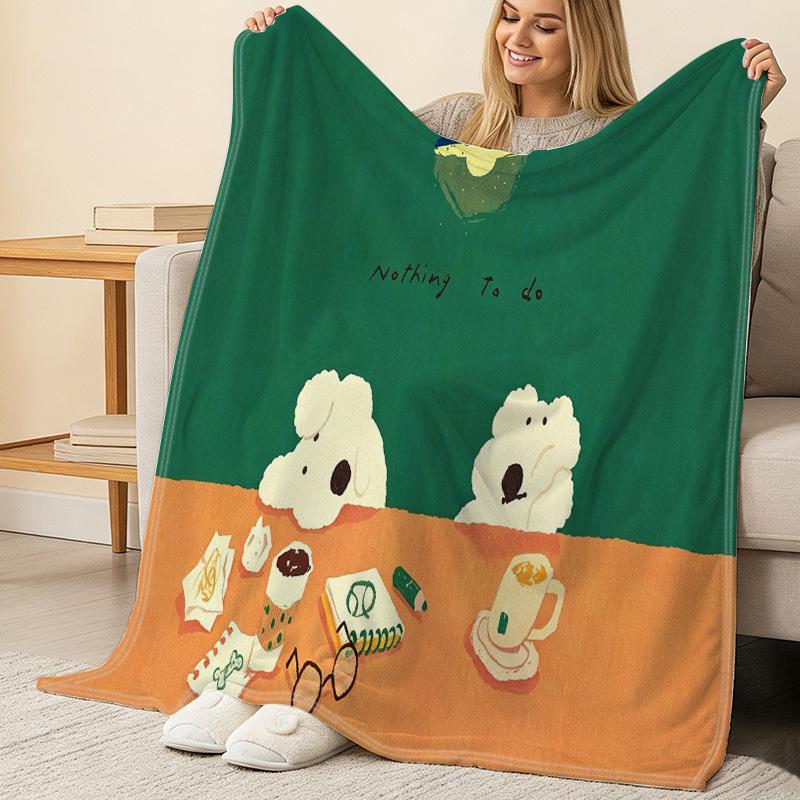Soft Warm Flannel Hemmed Anime Throw Blanket - Cozy Sofa Home Cover, Ideal for Christmas & Halloween Leisure
