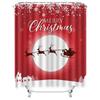 Tu Christmas Shower Curtain Set Festive Holiday Decor Reindeer Sleigh Winter Theme Bathroom Fabric Waterproof Backdrop Xmas Part