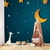 Wallpaper - Firmament - Turquoise Night Sky Landscape With Stars For Children