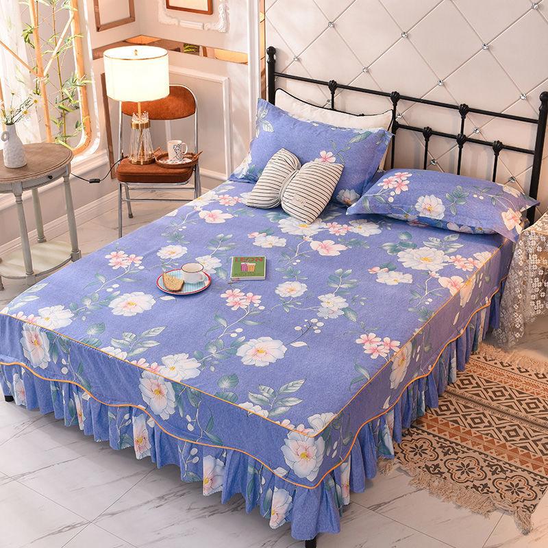 Non-slip One-piece Bed Skirt Korean Version of The Bed-cover Protective Cover Home Floral HOTEL 14 Styles Vintage Stylish Design