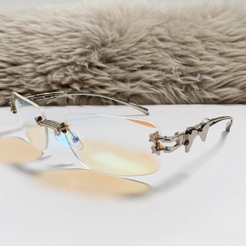 Frameless Square Bow Sunglasses For Women, Star Style Y2K Sun Glasses