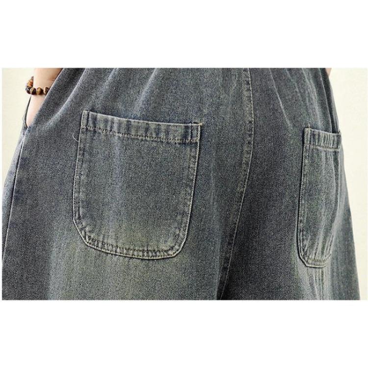 New Plus Size Women Jeans Loose Denim Trousers Casual Big Size Long Pants Autumn Embroidery