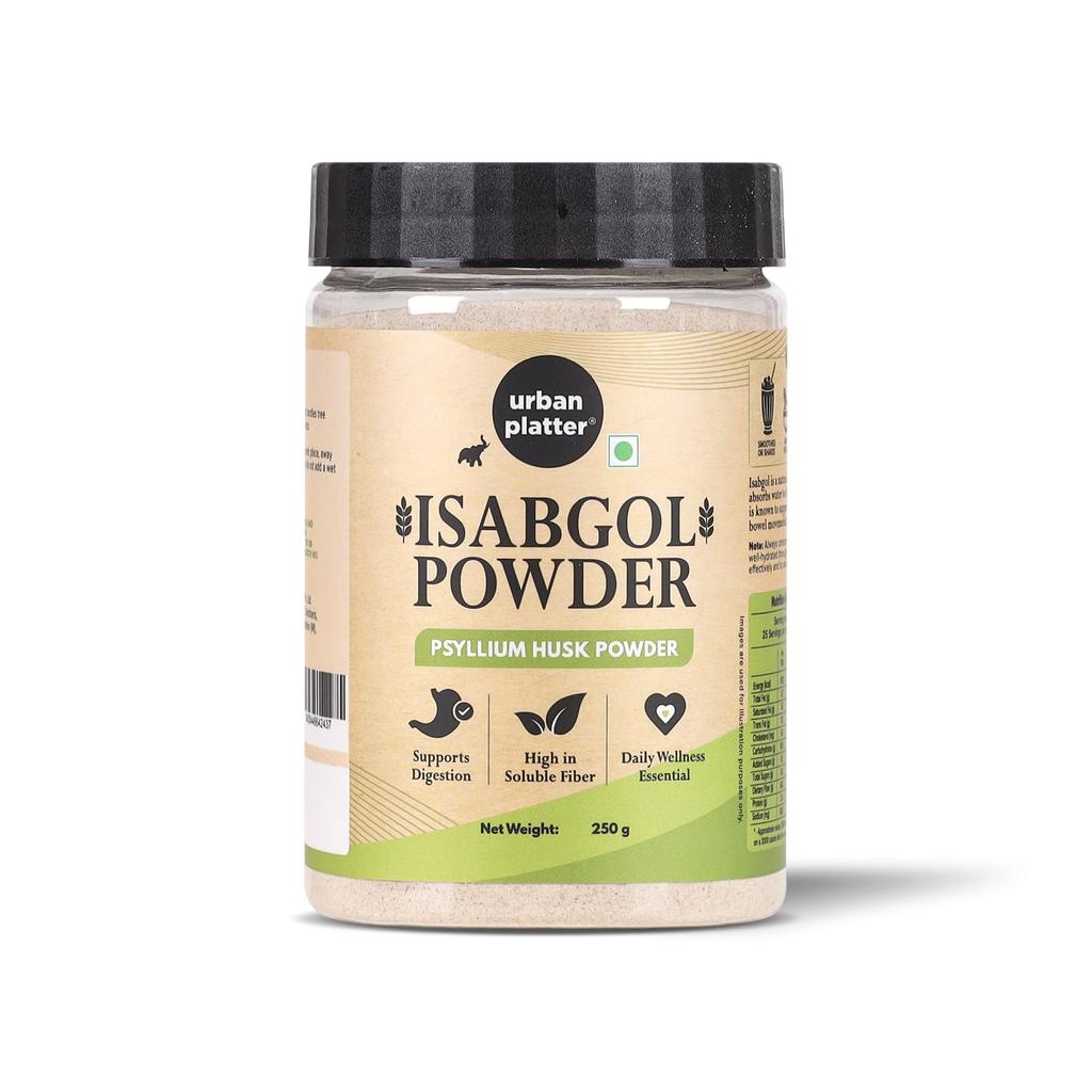 Urban Platter Isabgol Pulver, 250g (Fein gemahlene Flohsamenschalen, reich an Ballaststoffen, unterstützt die Verdauungsgesundheit, lösliche Ballaststoffe der Natur)