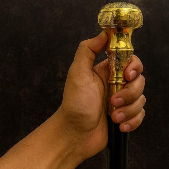 Handcrafted Brass Handle Walking Cane Detachable Wooden Walking Stick