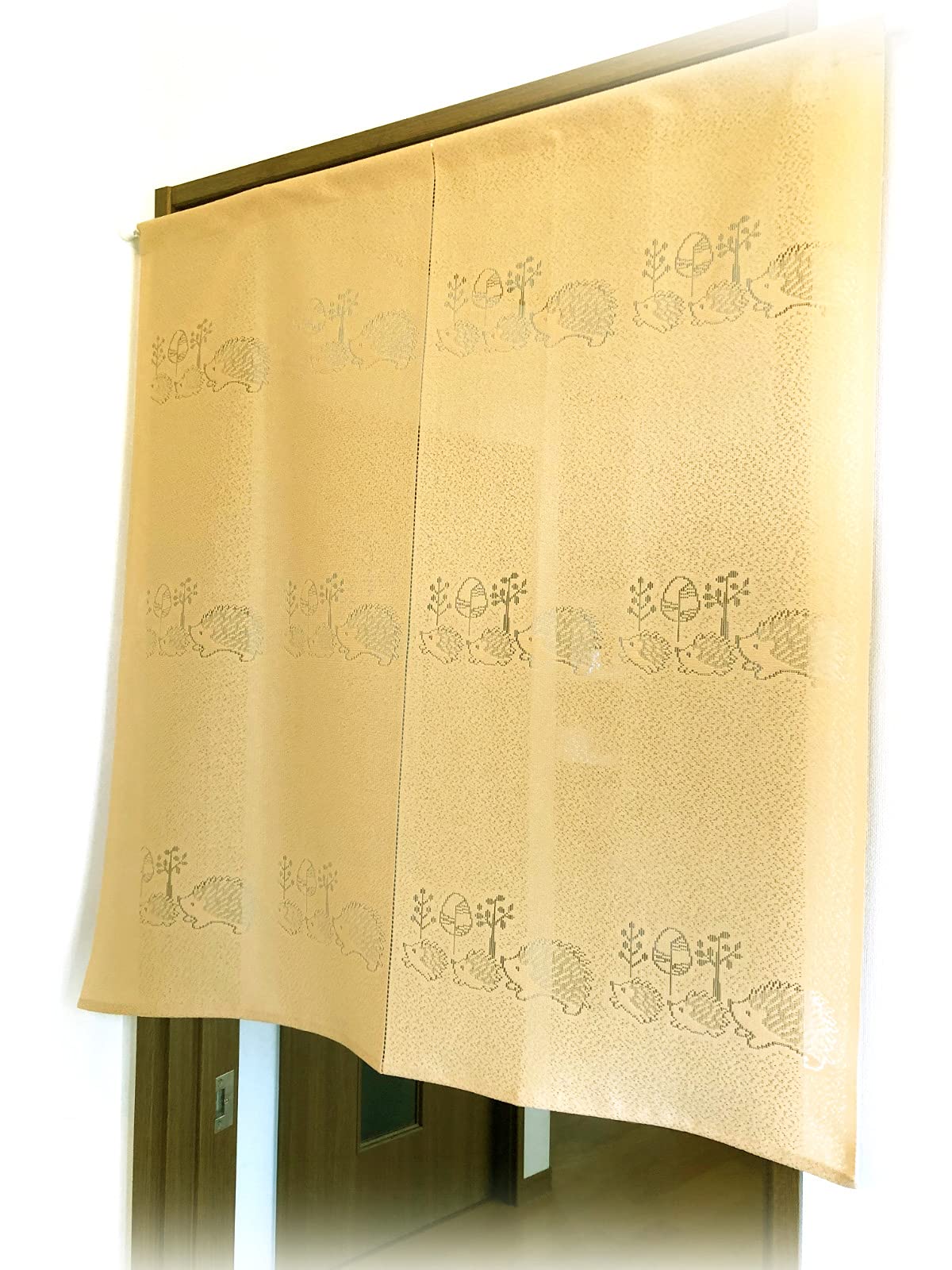 

Stylish and cute curtain with certified 85 x 90 Hedgehog KL31229 Japanese-made flame-retardant label, cm, design, (CM543 Beige)