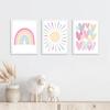 Nordic Pink Watercolor Heart Wall Art for Girls' Bedroom