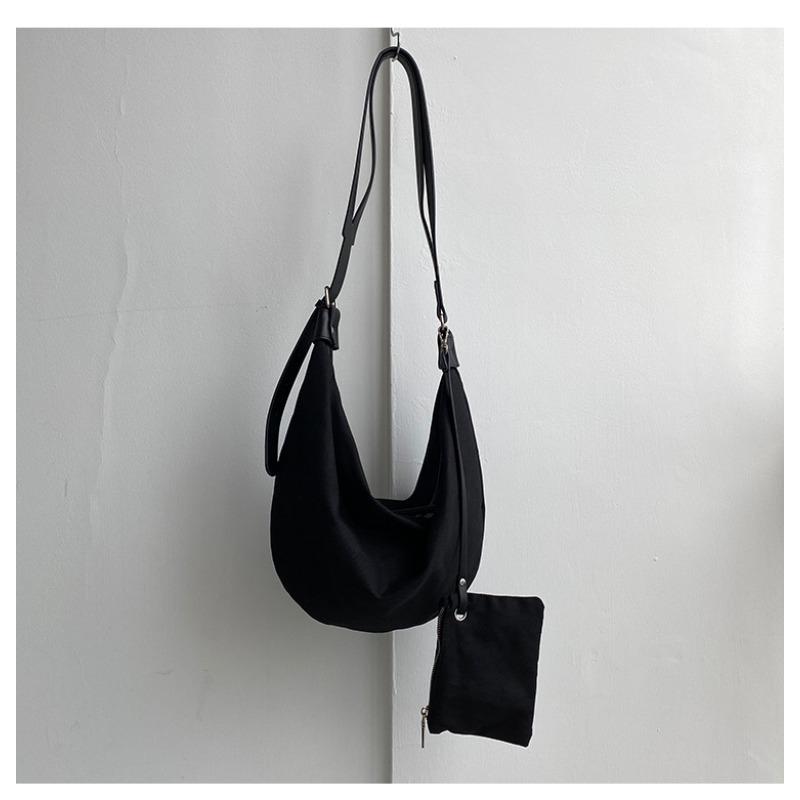 

Холщовая сумка большой вместимости женская для поездок на работу повседневная тканевая сумка пельмень нишевая универсальная сумка-мессенджер через плечо женская чёрный