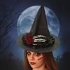 Black Skull Wizard Cap Flower Witch Hat Cool Halloween Witch Hats  Accessories