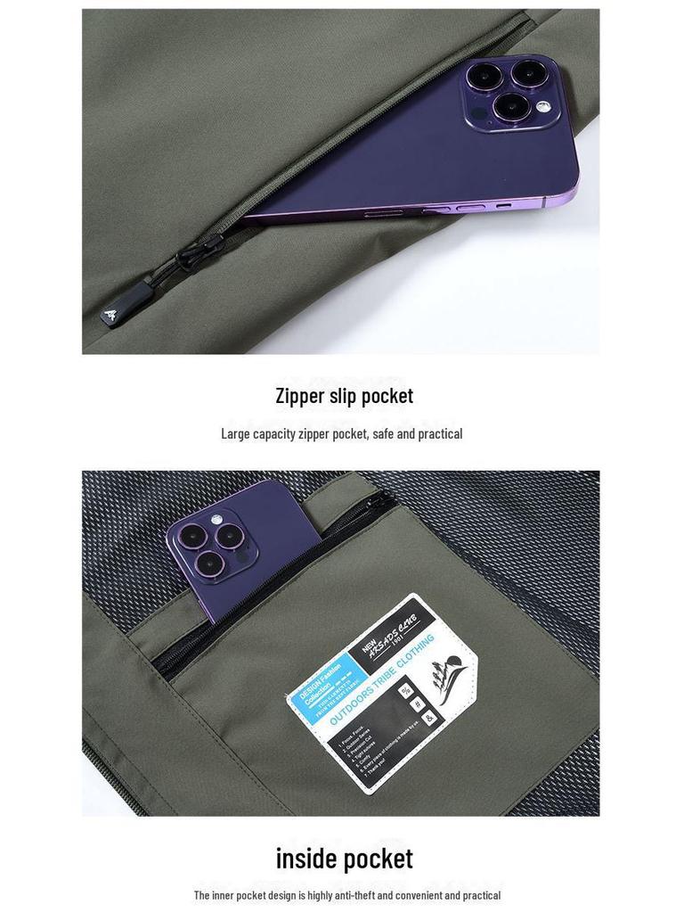 Men's Sleeveless Multi-Pocket Workwear Vest - Casual Spring/Autumn Waistcoat, Style 8822.