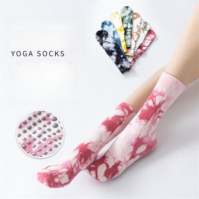 New Autumn and Winter Tie Dye Maple Leaf Series Yoga Socks Thickened Anti Slip Fitness Floor Socks