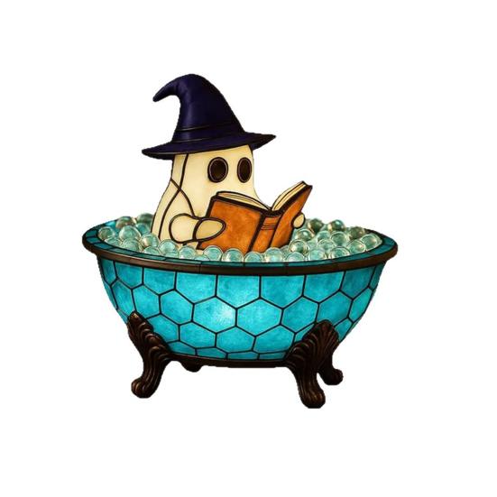 Ghost Bubble Bath Lamp Halloween Ghost Night Light Color-Changing Ghost-Themed Bathtub Accent Lamp for Bathroom Decor
