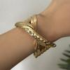 Trend Chunky Gold Color Twisted Cuff Bangle Bracelet for Women Hip Hop Irregular Geometric Wide Wristband Statement Jewelry