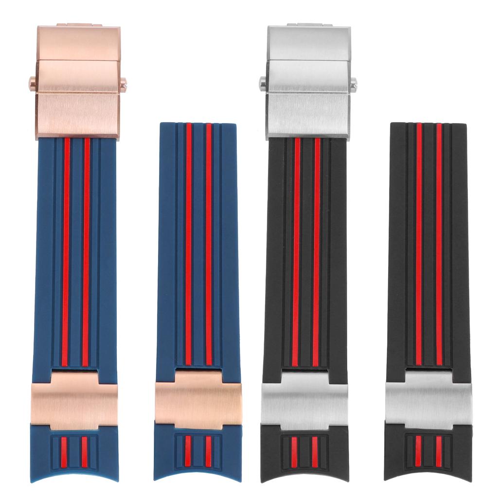 22mm Gebogen Einde Siliconen Rubberen Band Voor Ulysse Nardin 1505 1502 1505 263 DIVER Waterdichte Horlogeband accessoires Met metaal