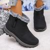 Fashion Casual Fabric Furry Snow Boots Women 2025 Winter Retro Thick Bottom Non Slip Hiking Shoes Warm Short Plush Side Zip Mom's Shoes