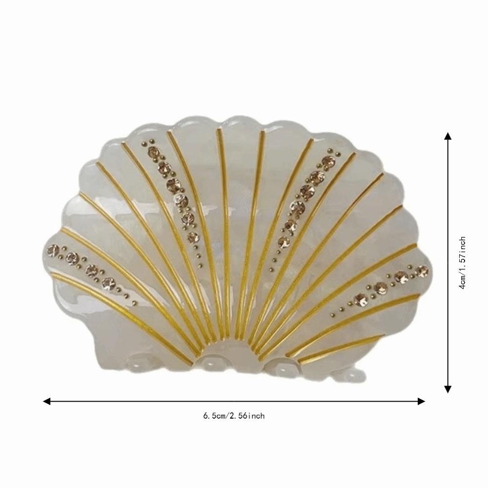 Non-slip Shell Hair Claw Acetate Shark Clip Shining Seashell Hair Clips  for Women