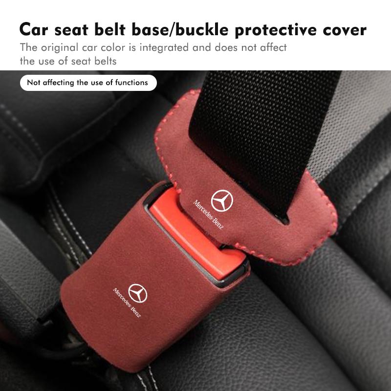 D1-2pcs Car Suede Belt Buckle Protector Anti-Scratch Safety Base For Benz W202 W212 W126 W140 W168 W177 CLS GLE GLC GLS CLA