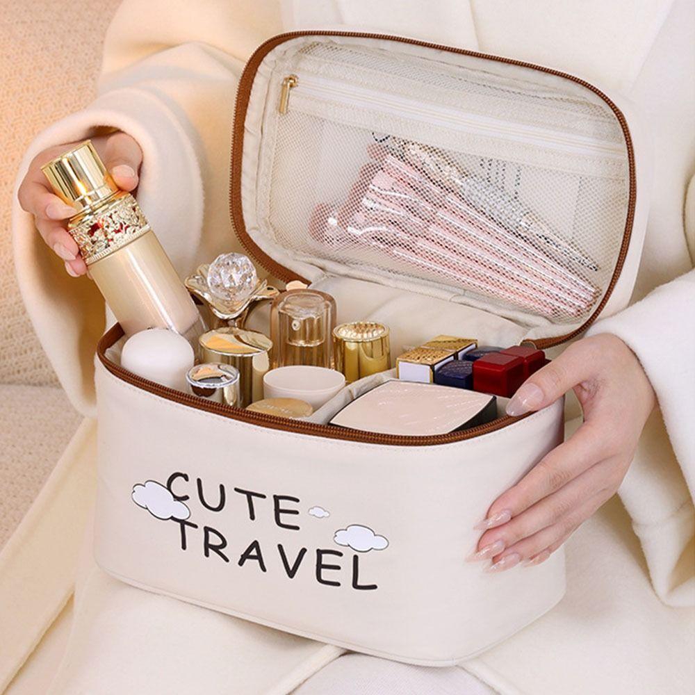 Portable Travel Makeup Bag with Handle Toiletry Pouch Versatile Cosmetic Bags School Supplies