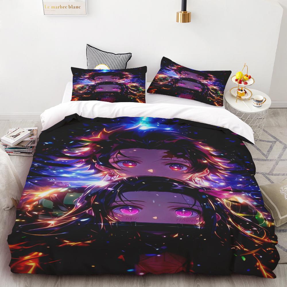 Duvet Cover Anime Demon Slayer Duvet Cover Comforter Bed Anime Polyester Bedding Set Duvet Cover Set Printed Cartoon Home Decor