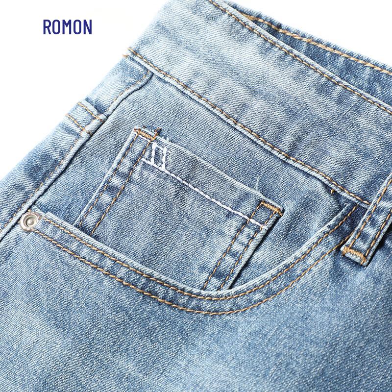 ROMON Men's 95% Combed Cotton Stretch Straight Jeans