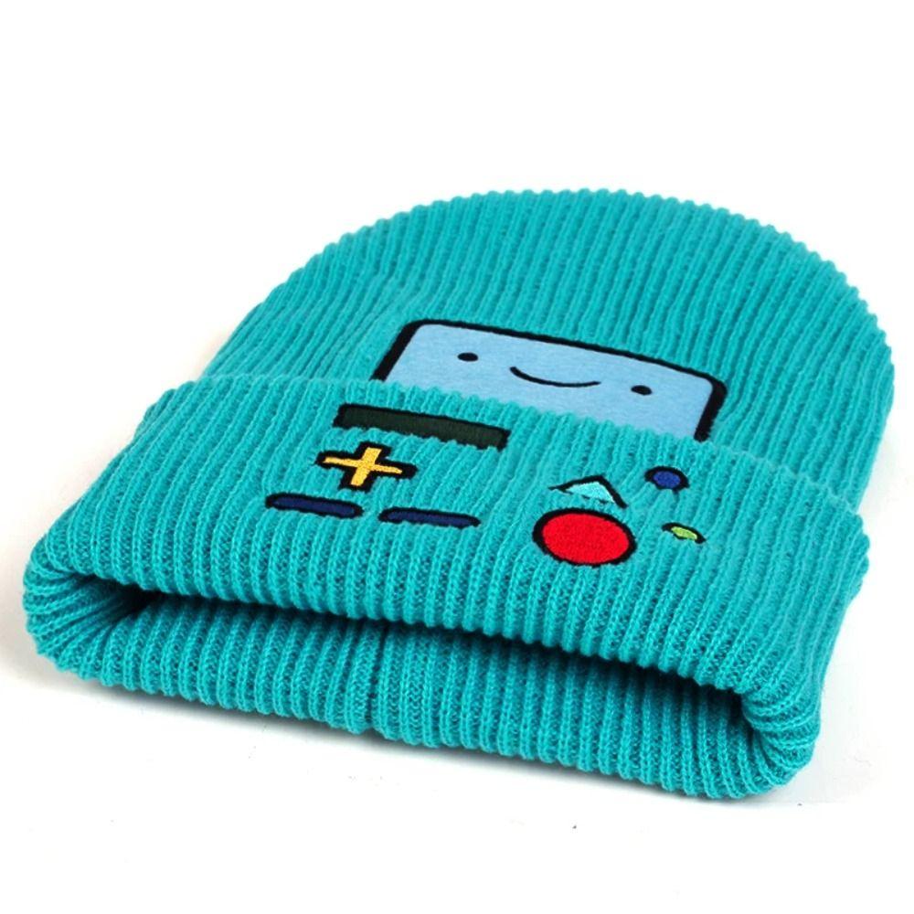 Embroidered Knitted Beanies Hat Game Machine Pattern Knitted Skull Bonnet Winter Cap  Unisex