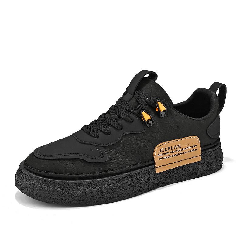 New Trendy Men's Black Canvas Sneakers Breathable Low-top Sports Skateboard Shoes Men Casual Sneaker Thick Sole Man Canvas Shoes