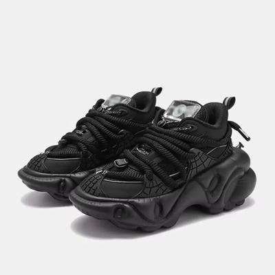 Fashion Super Soft Thick Sole Women/men Sport Shoes Lace Up Breathable Mesh Sneaker Casual Black/green Dad Shoes Platform Fashion Shoes