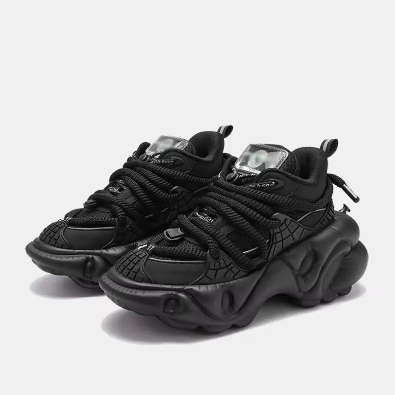 Super Soft Thick Sole Women/men Sport Shoes Lace Up Breathable Mesh Sneaker Casual Black/green Dad Shoes Platform Shoes