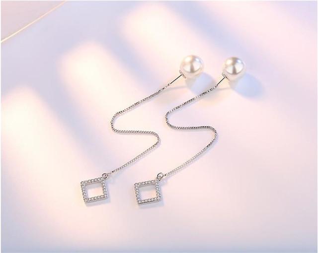 

Квадратные хрустальные женские серьги с кисточками, ювелирные изделия, модные серьги из стерлингового серебра 925 пробы, женские аксессуары для вечеринок