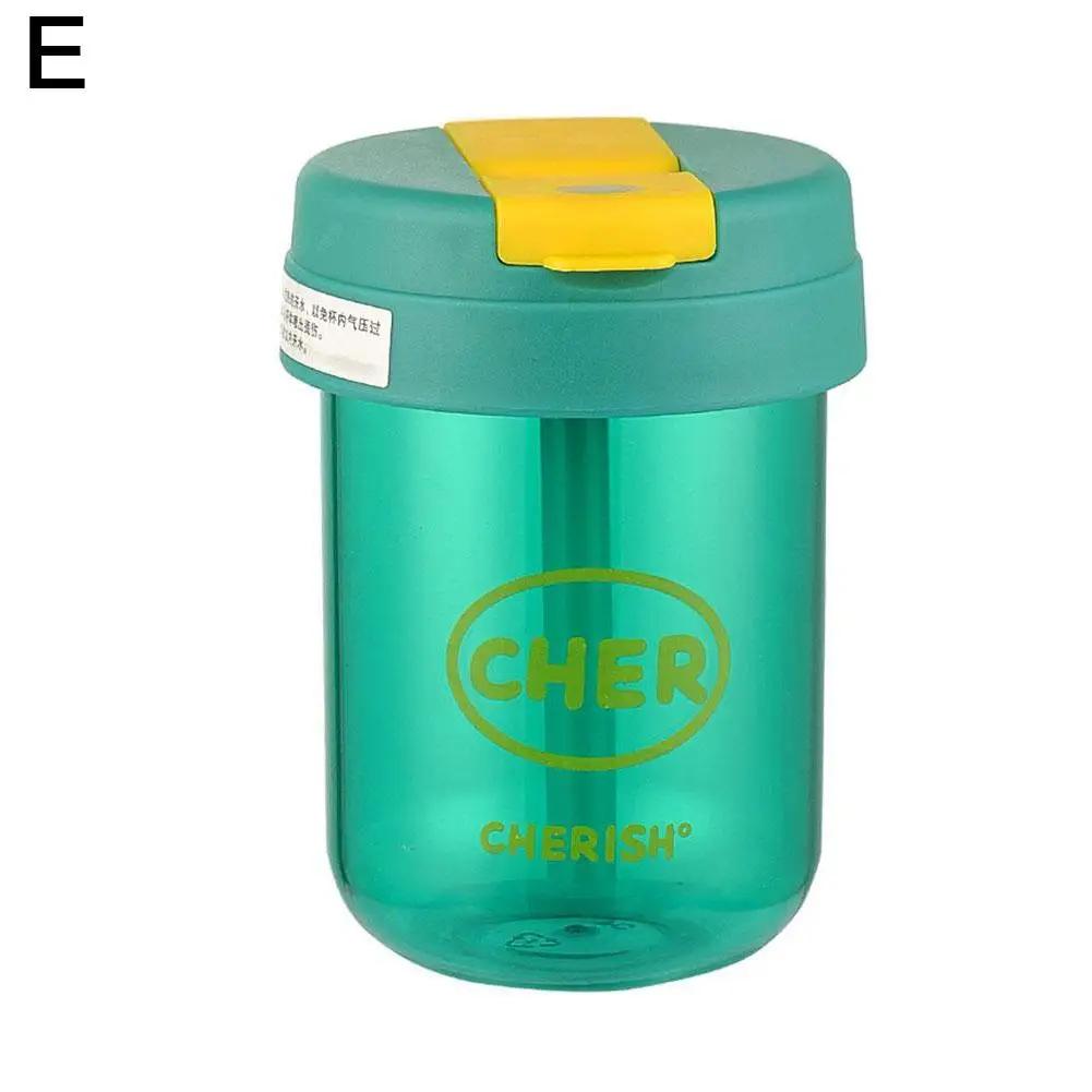 300ml Mini Straw Water Bottle Cute Anti-fall Portable Outdoor Sports Water Bottle Milk Coffee Fruit Tea Cup Couple Drinkware