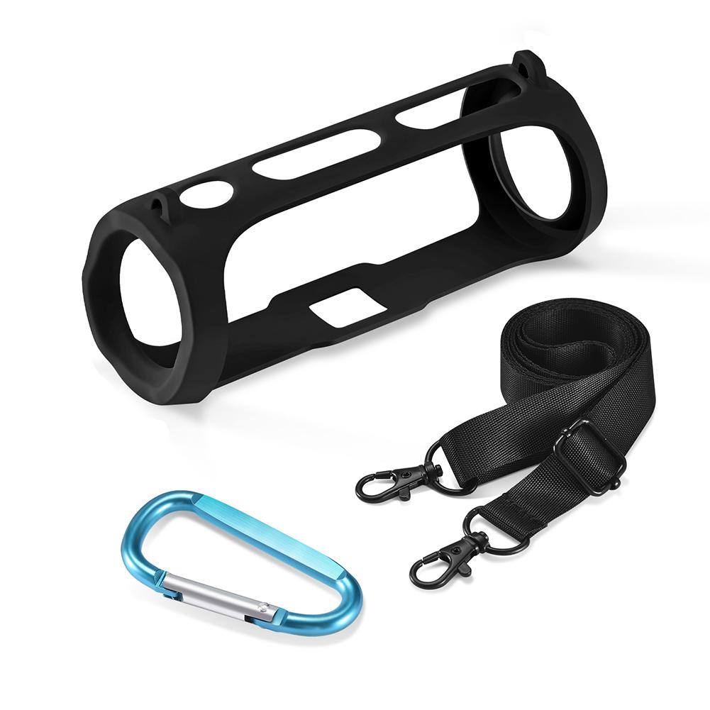 Soft Speaker Case Portable Speaker Sleeve with Shoulder Strap and Carabiner Speaker Protective Cover for JBL FLIP ESSENTIAL 2